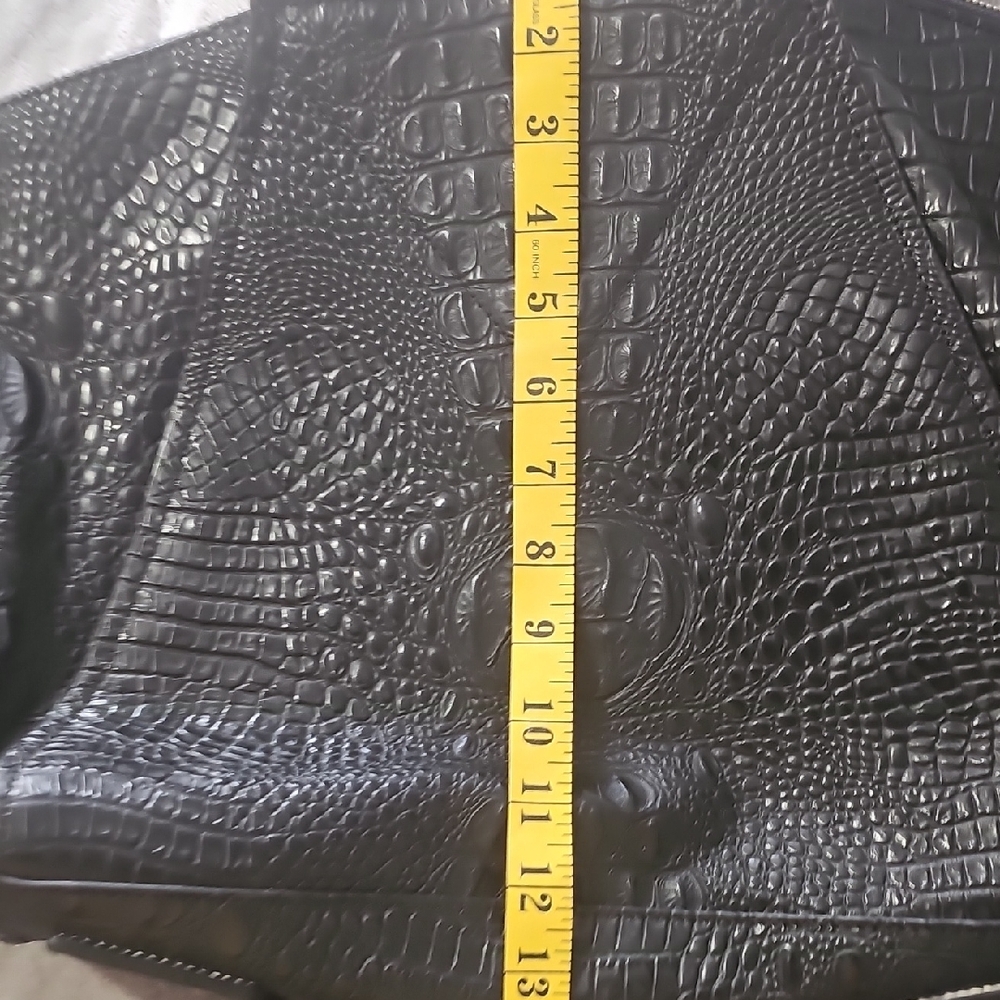 Raviani Usa Xl Black Croc-Embossed Satchel Bag - Picture 3 of 10